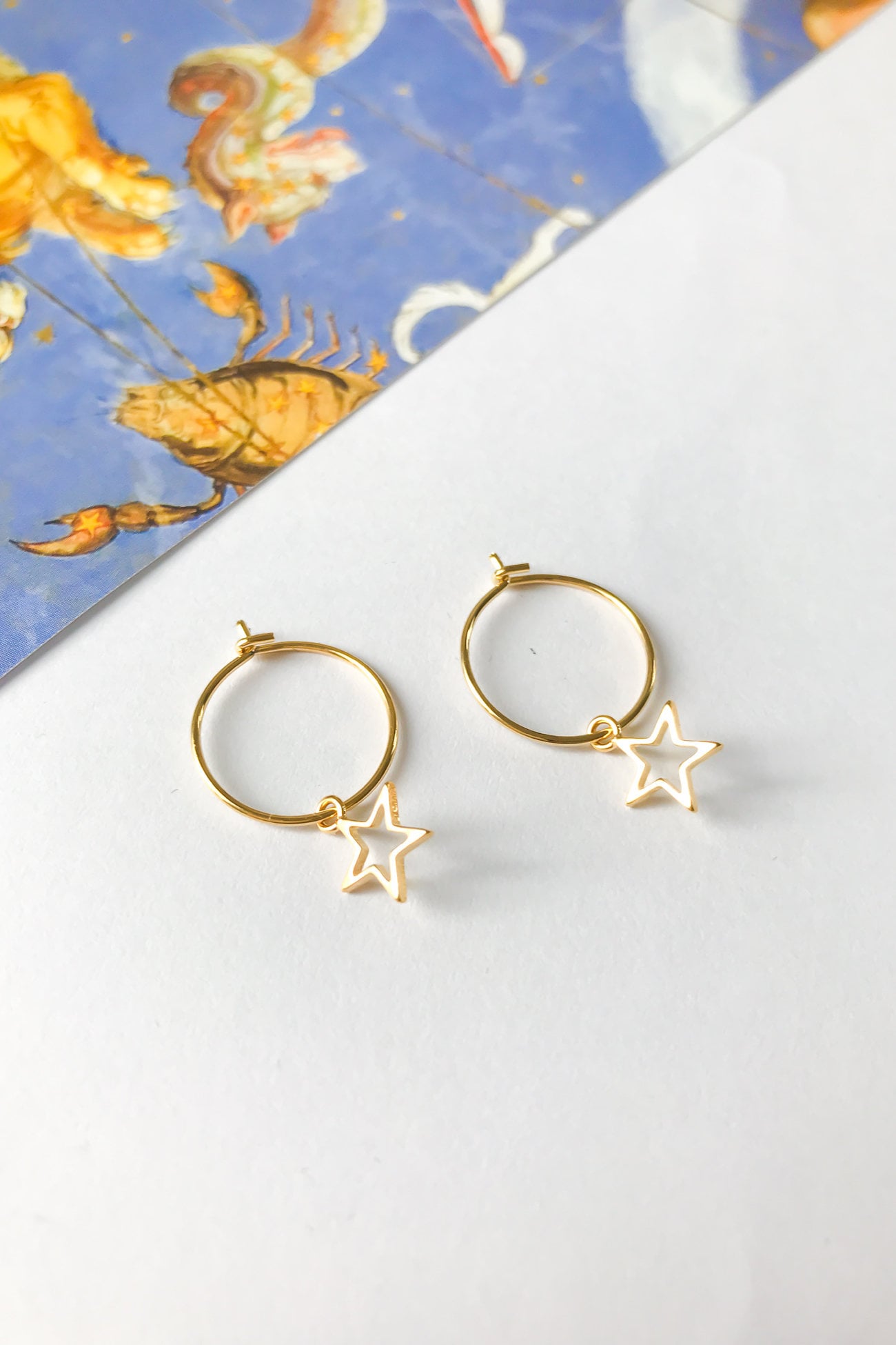 Gold sun hoop earrings simple women jewelry dainty celestial earrings gift for her