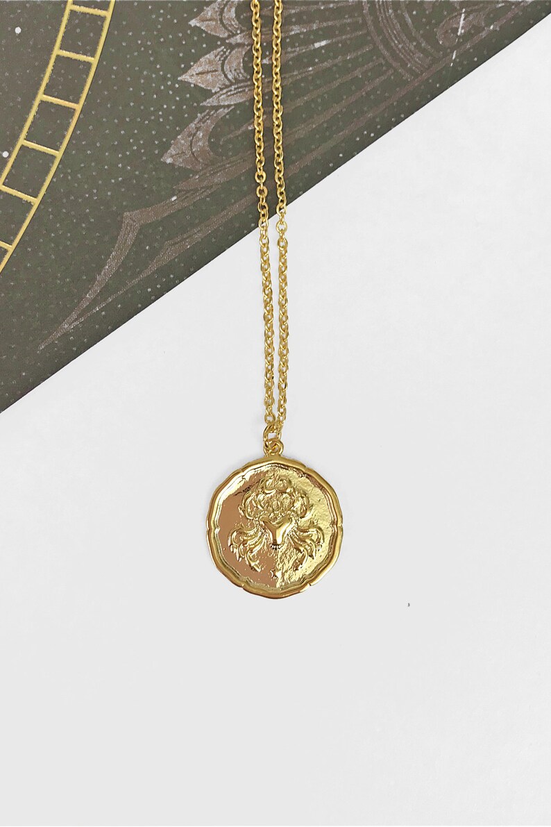 CANCER vintage medallion necklace // zodiac star sign ...