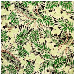 Japanese Yuzen Chiyogami Washi Paper - Green leaf on black and gold origami Japanese paper for crafting and scrap booking, green origami