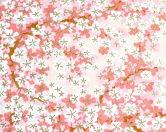 Peach Sakura Yuzen Washi Paper: Japanese Chiyogami for Origami