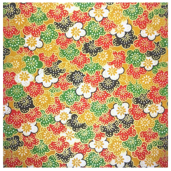 Japanese Yuzen Chiyogami Washi Paper Traditional Flowers Print Origami  Japanese Paper for Crafting and Scrap Booking, Gold Origami Paper 
