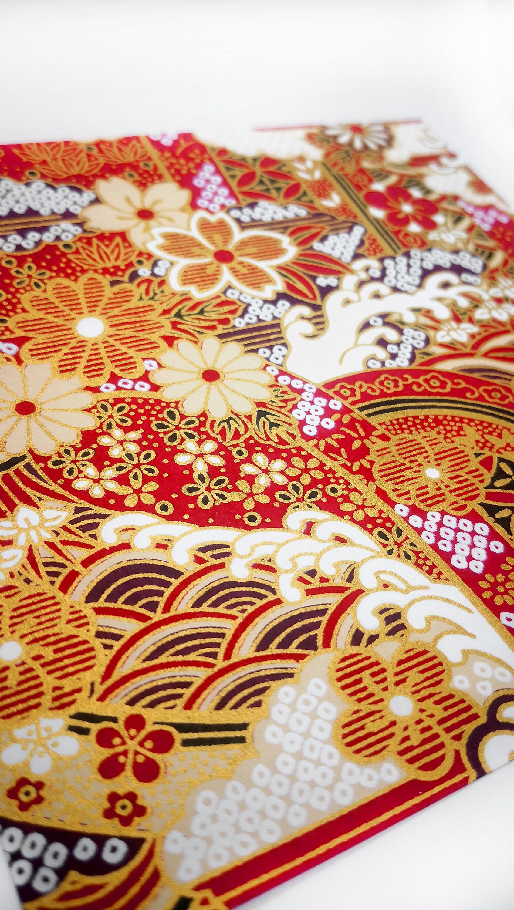 Japanese Yuzen Chiyogami Washi Paper Cream and Gold Flowers Etsy