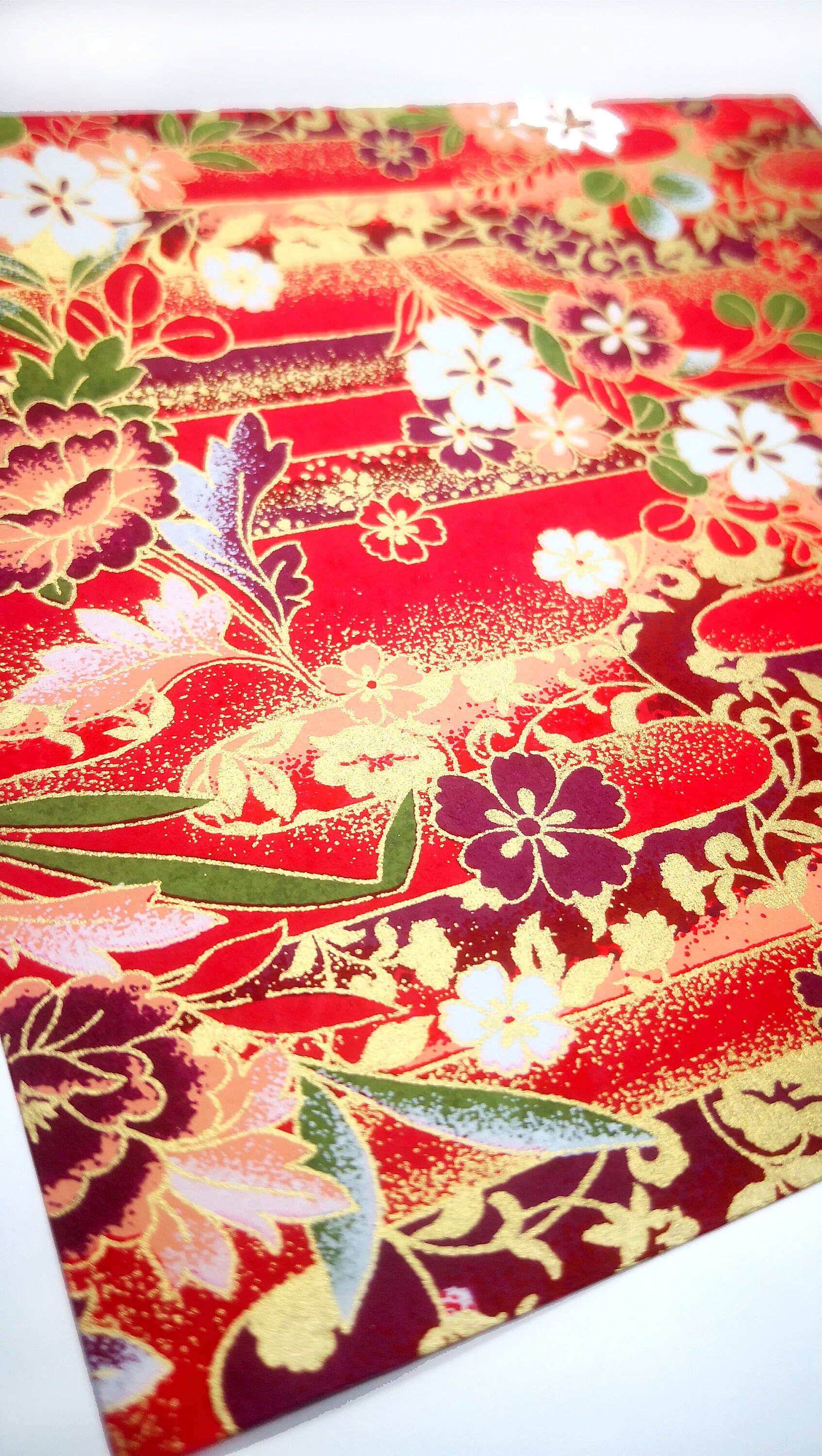 Japanese Yuzen Chiyogami Washi Paper White and Burgundy Etsy Australia
