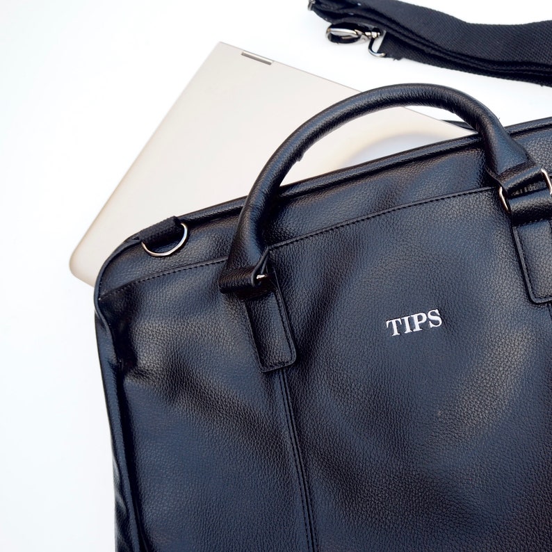 Black Faux Leather Laptop Bag the Andy Etsy