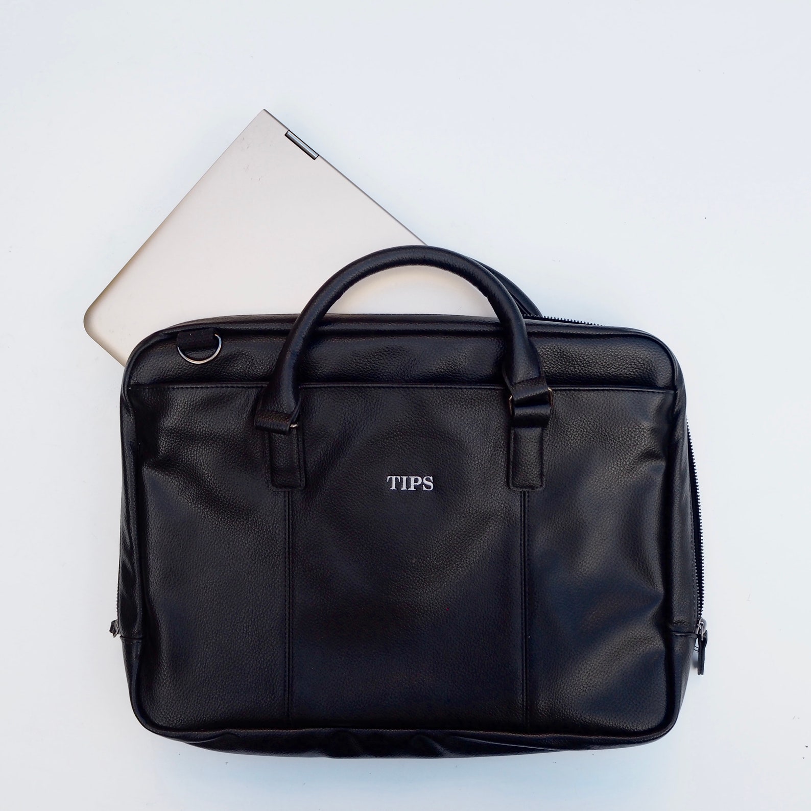 Black Faux Leather Laptop Bag the Andy Etsy