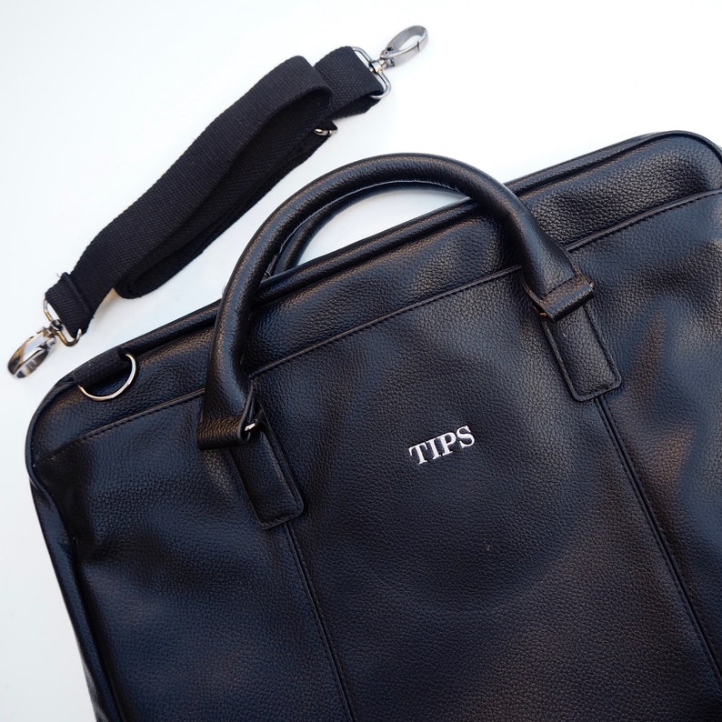 Black Faux Leather Laptop Bag the Andy Etsy