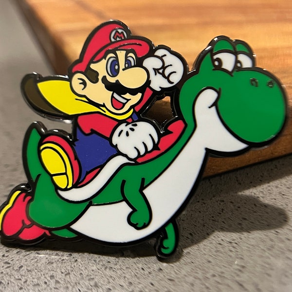 Super Mario World SNES Large Hard Enamel Pin - Retro Gaming Charm for Enthusiasts - Nostalgic Collectible for Your Lapel