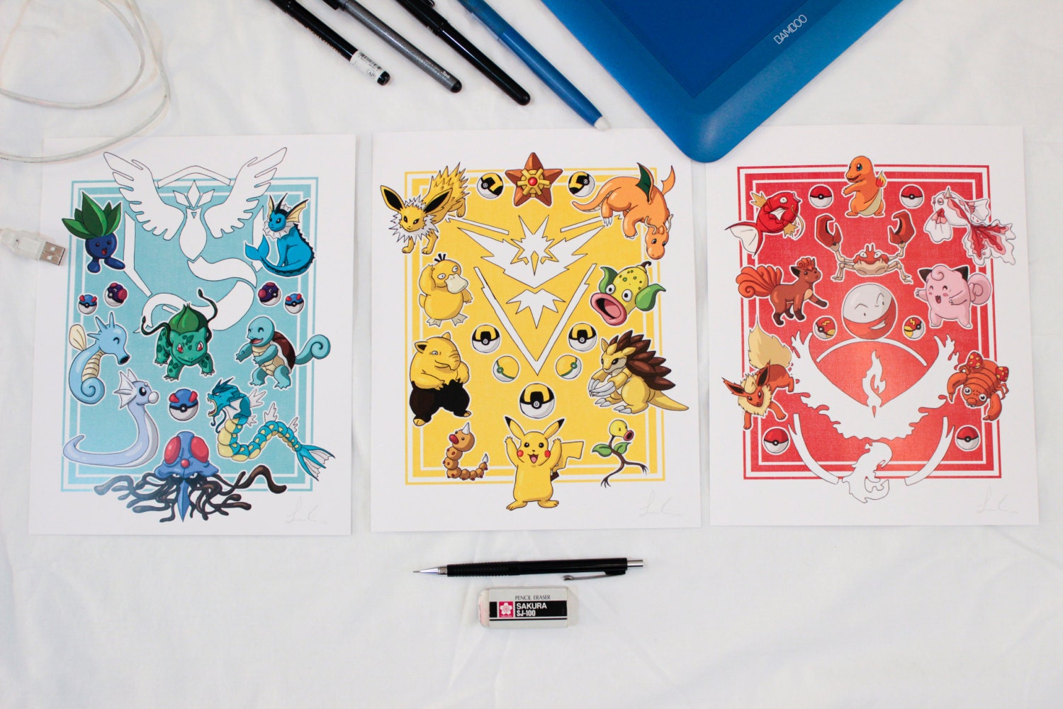 Pokemon Equipos Valor Mistico Instinto Cartel 8x10 Etsy