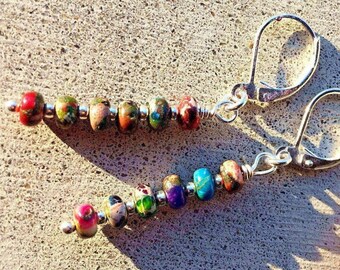 Rainbow Jasper Pair Stone A5232 Gemstone Jewelry Set Handmade Bead Making Handmade Artificial Accessories Setting for Earring