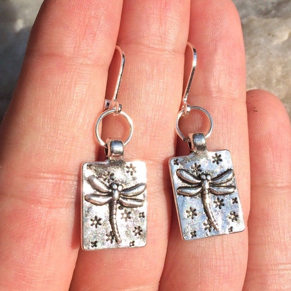 Dragonfly Earrings, Silver Leverbacks, Sterling Silver  or Titanium Ear Wires  Option For Sensitive Lobes, Detailed Adorable Earrings