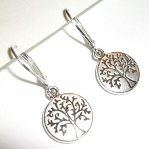 Tree of Life & Silver Leverbacks or Earrings, Sterling Silver  or Titanium Ear Wires  Option For Sensitive Lobes, Detailed Adorable
