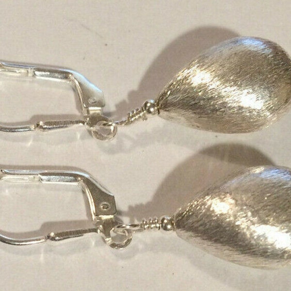 Matte Brushed Silver Teardrop Earrings or Leverbacks, Rolled Silver over Copper, Silver Filled / Titanium / Sterling Silver