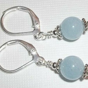 Aquamarine & Silver Leverbacks or Earrings, Natural Light Blue Gemstones, Sterling Silver or Titanium Ear Wire Option For Sensitive Lobes