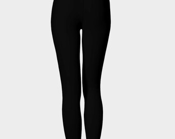 Pure Black Leggings #000000, Black Leggings, High Waist Leggings, Eco Friendly Workout Pants, Slimming Leggings, Everyday Leggings,