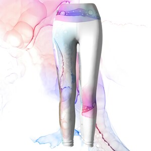 Hand Painted Mermaid Leggings, Eco Friendly Watercolor Leggings Leggings, High Waisted Leggings, Ocean Leggings
