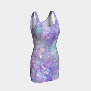 Intergalactic Watercolor Space Bodycon Dress, Galaxy Dress, Colorful Dress, Printed Dress, Cute Dress, Sexy Dress, Short Dress,