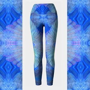 Blue Macaw Leggings, High Waist Leggings, Animal Print Leggings, Yoga Leggings