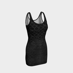 Black Mermaid Scales Dress, Mermaid Scales Dress, Mermaid Dress, Mermaid Bodycon, Goth Dress, Goth Mermaid, Dragon Dress, Dark Mermaid
