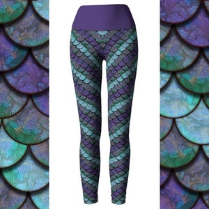 Halloween Mermaid Scale Leggings,Yoga Leggings, Dragon Leggings, High Waist Leggings, Mermaid Leggings Women, Scales Leggings