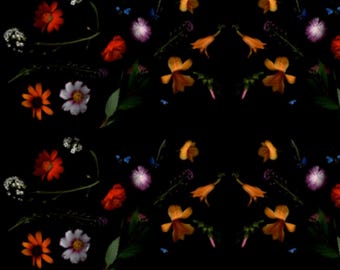 Ethereal Floating Flowers Habotai Silk Fabric
