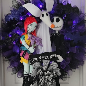 Jack, Sally, & Zero Halloween Wreath
