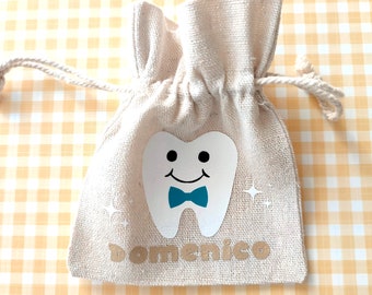 Personalized sachet for baby teeth, sachet with the name of the child ideal for the tooth fairy, with certificate