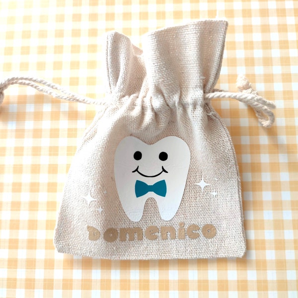 Personalized sachet for baby teeth, sachet with the name of the child ideal for the tooth fairy, with certificate
