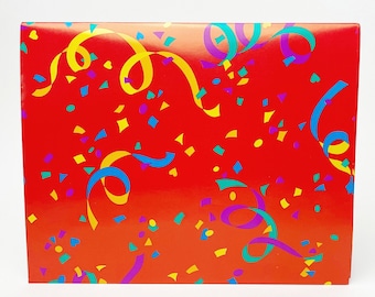 Vintage 90s Red Streamers & Confetti Gift Wrap - 1 sheet - Current Inc - All Occasion - Celebration - Party - Birthday - Congratulations!