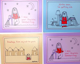 Vintage Cathy Guisewite Greeting Card - 80s Humor - I miss your illegible handwriting, Write soon, Greetings From My Rut - Current Inc.