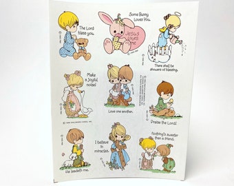 Vintage Precious Moments Sticker Sheet - 1995 - Hallmark Ambassador - Love One Another - Christian - Encouragement - Collectibles - USA