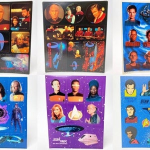 Vintage Star Trek Sticker Bogen - Ambassador Hallmark & Bex, 1990 1992 1994 - Deep Space Nine der nächsten Generation - Spock Kirk Picard Worf Riker