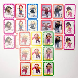 May include: Three sheets of vintage Cabbage Patch Kids stickers featuring various dolls in different outfits and activities. Each sticker has a colorful scalloped border and includes the text 1985 O.A.A. INC. printed on the side of the individual images.