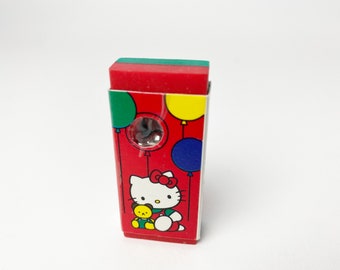 Vintage 1990 Sanrio Hello Kitty Eraser w/ Silver Jingle Bell Inside - Two Color Eraser - Red & Green - Made in Taiwan - Rare Find!