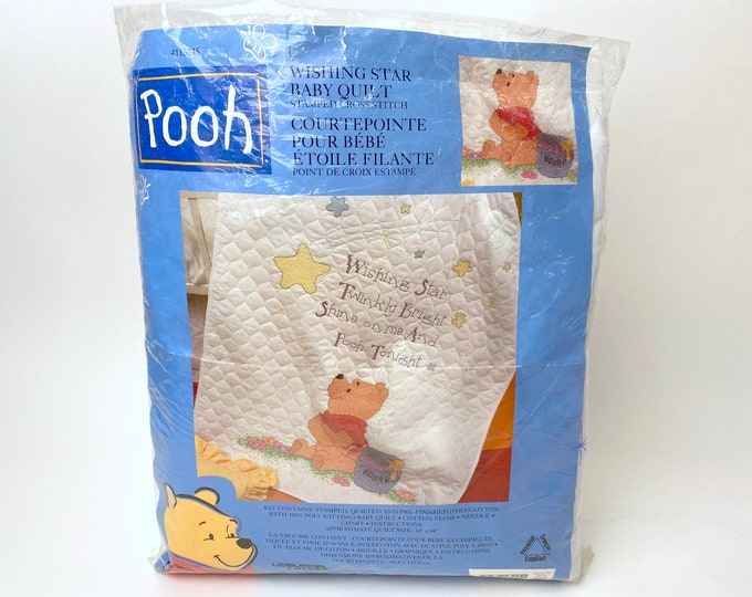 Winnie the Pooh Baby Quilt Kit by Leisure Arts Stamped Cross Stitch Wishing Star 113245 Baby