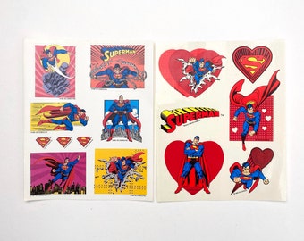 Vintage Superman Sticker Sheet - 90s - American Greetings - DC Comics - Valentine's Day - Red Hearts - Superhero - AGC - USA