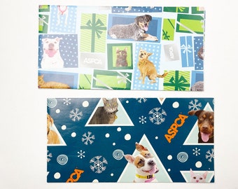 Vintage Cats & Dogs Holiday Gift Wrap, 1 sheet (20" x 30") - ASPCA - For Animal Lovers and Christmas or Hannukah - Winter Presents Snowflake