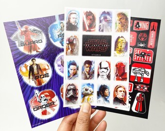 Star Wars Sticker Sheet - The Last Jedi - Stickety Do Da - American Greetings - Rey, Luke Skywalker, Finn, Kylo Ren, Poe, C3P0, R2D2, BB8