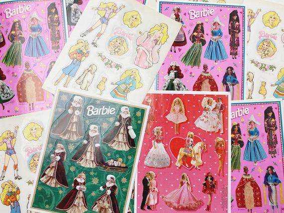 Vintage 80s 90s Barbie Sticker Sheet Hallmark, Ambassador, Party Express  Pets, Valentine, Hearts, International Global, Winter, Holiday 