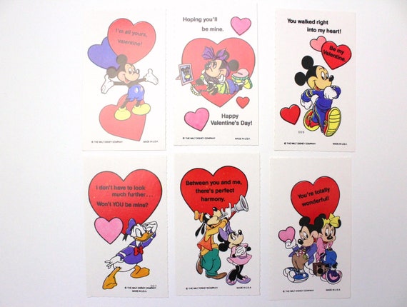 Vintage Mickey Mouse Valentine Cards Your Choice 80s Disney Mickey