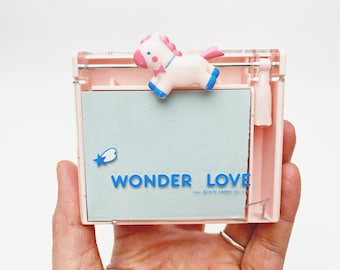 Vintage 1979 Sanrio Wonder Love Mini Memo Box - Writing Set Case - 70s - Pink Pony - Small Paper Sheets, Pen Holder, Kawaii Stationery Japan