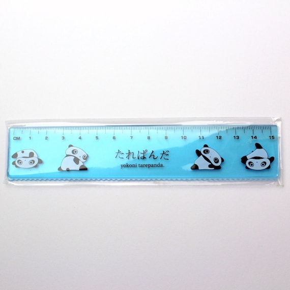 Vintage 90s San-X Tare Panda Blue Metric Ruler - Panda Bear Plastic Ruler Desk Accessory School Supply - Made in Taiwan