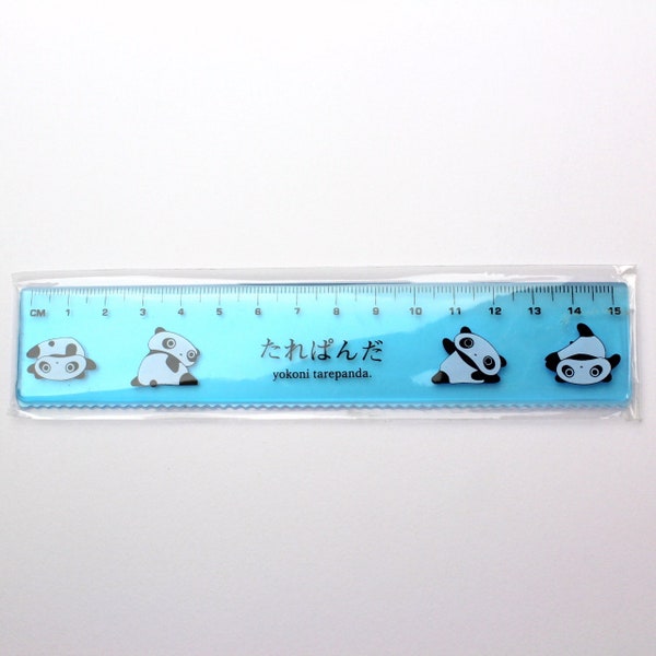 vintage 90s San-X Tare Panda Blue Metric Ruler - Panda Bear Plastic Ruler Accessoire de bureau Fourniture scolaire - Fabriqué à Taïwan