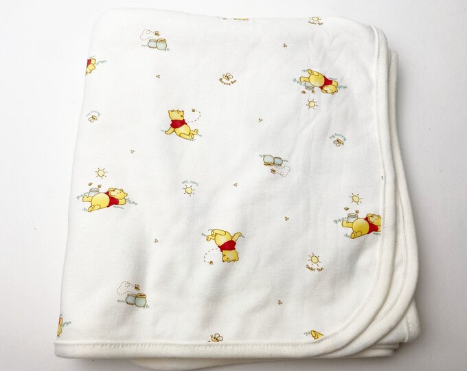 Vintage Classic Winnie the Pooh Baby Receiving Blanket 100 Cotton Swaddle Blanket Knit or