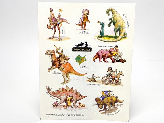 Vintage Dinotopia Dinosaurs or Black Ants Sticker Sheet Ambassador Hallmark  1995 90s Kids Stickers -  Italia