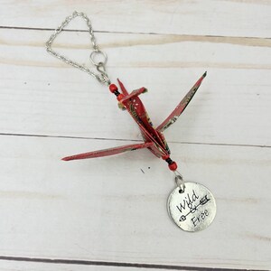 Origami crane rear view mirror car charm ornament image 2