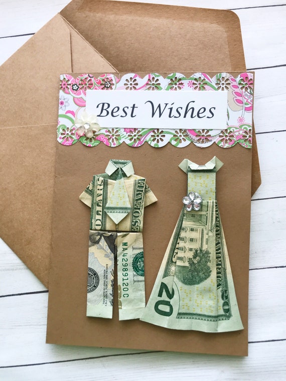origami card bride and groom wedding card origami money etsy