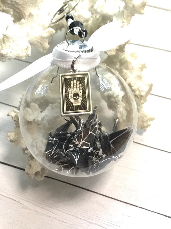 Halloween Ornament Halloween Decor Origami Crane Fall Decor Spooky Ornament Glass Ball Halloween Charm