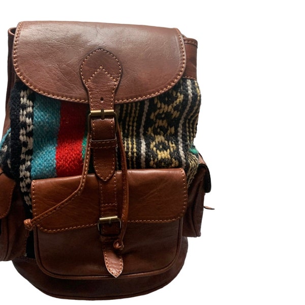 Handmade Kilim and Leather Backpack