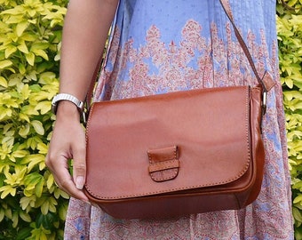 Hand Made Leather Bag - Tan Brown