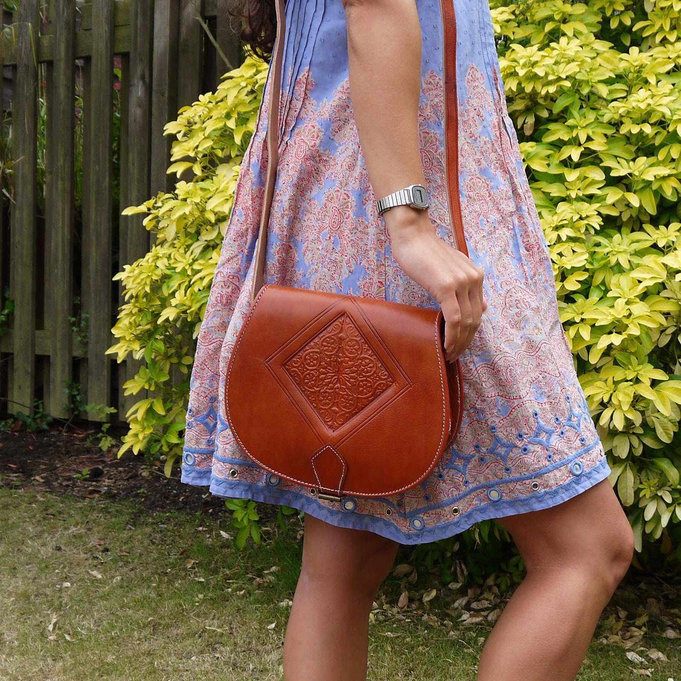 Vintage Style Hand Made Embossed Leather Saddle in Brown Etsy